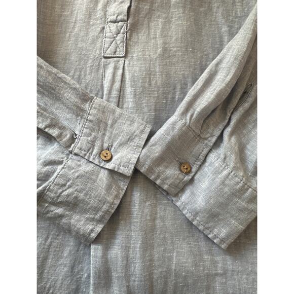 Cynthia Rowley 100% Linen Long Roll Tab Sleeves Light Blue Tunic Blouse Top 1X - Picture 11 of 16